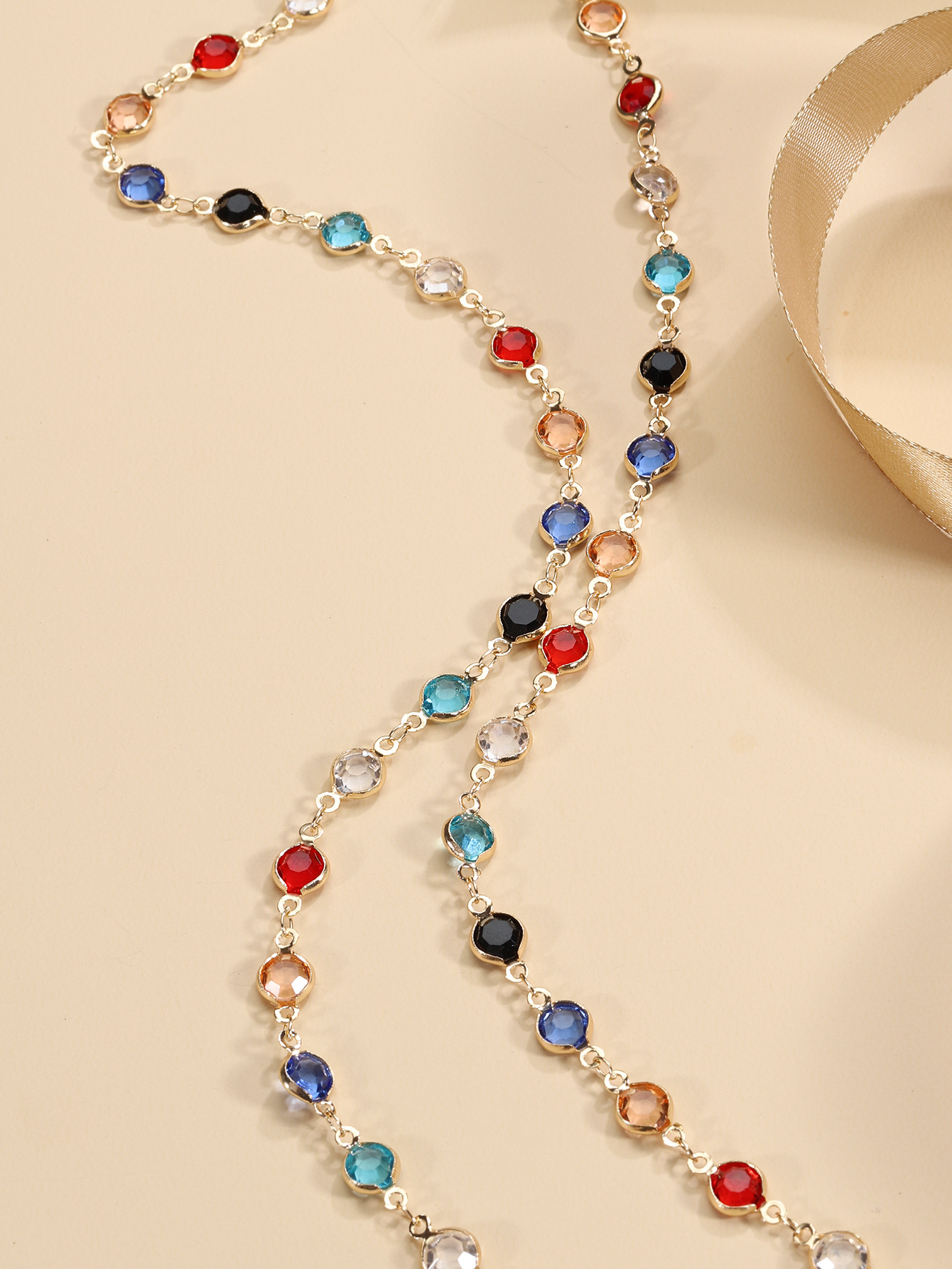 Bezels Set Pendant - Silver Plated Multi-color Bezel-set Crystal Y-drop