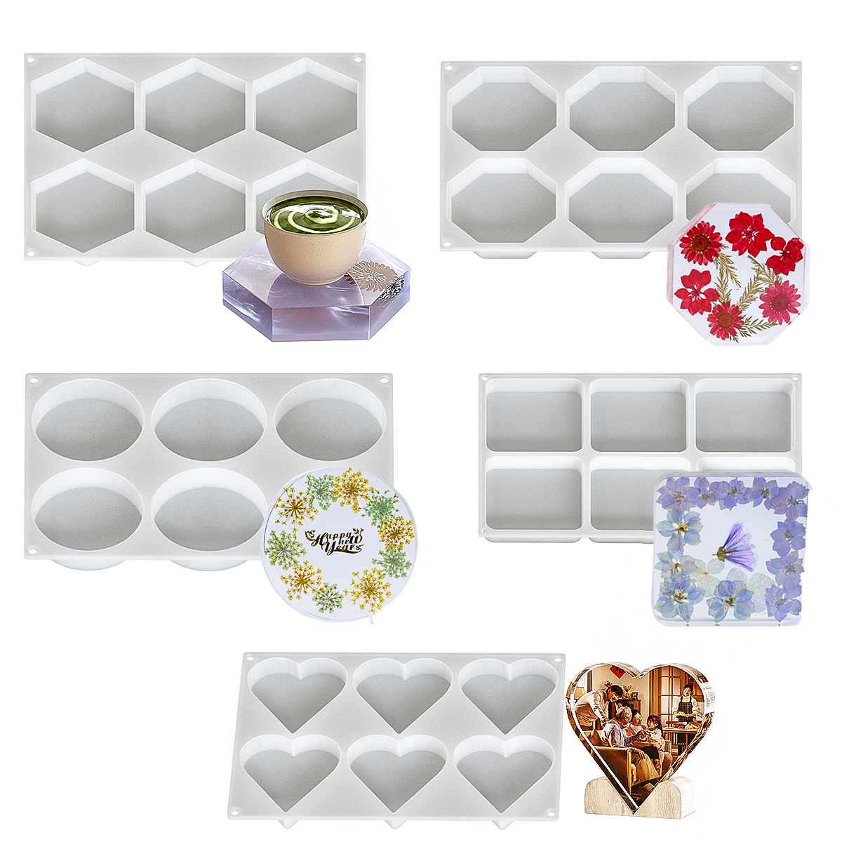 6 Holes Coaster Silicone Mold  - đánh giá và giá Silicone Mold Tray