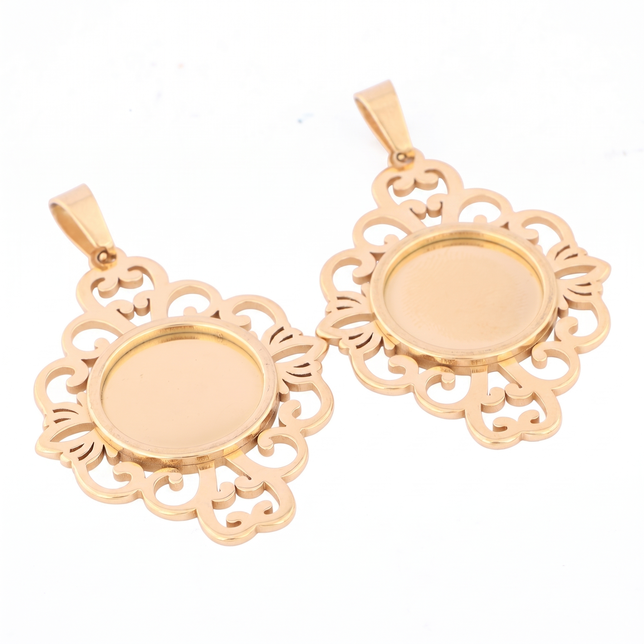 5pcs Stainless Steel Filigree  - đánh giá và giá Bezels Set Pendant