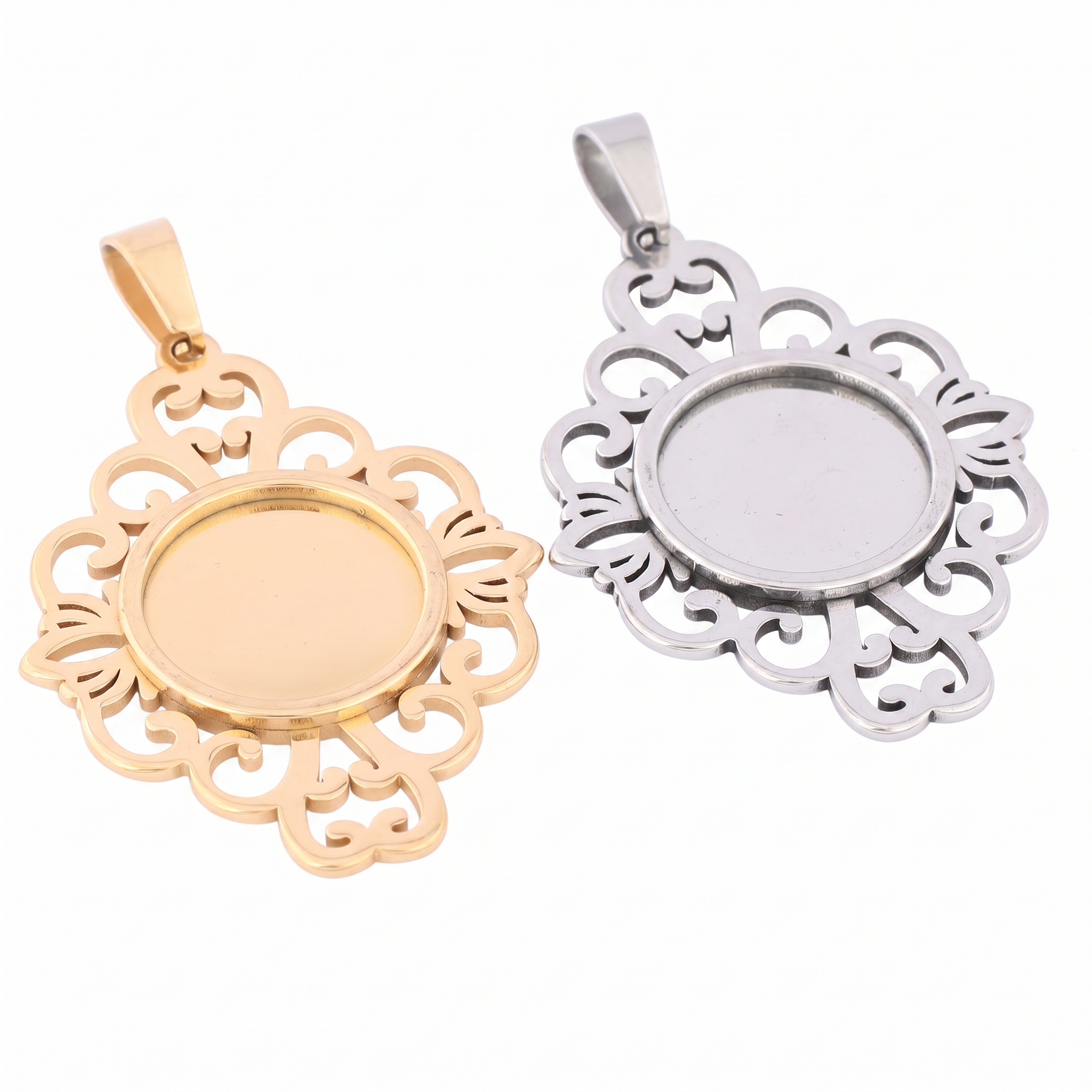 5pcs Stainless Steel Filigree  - đánh giá và giá Bezels Set Pendant