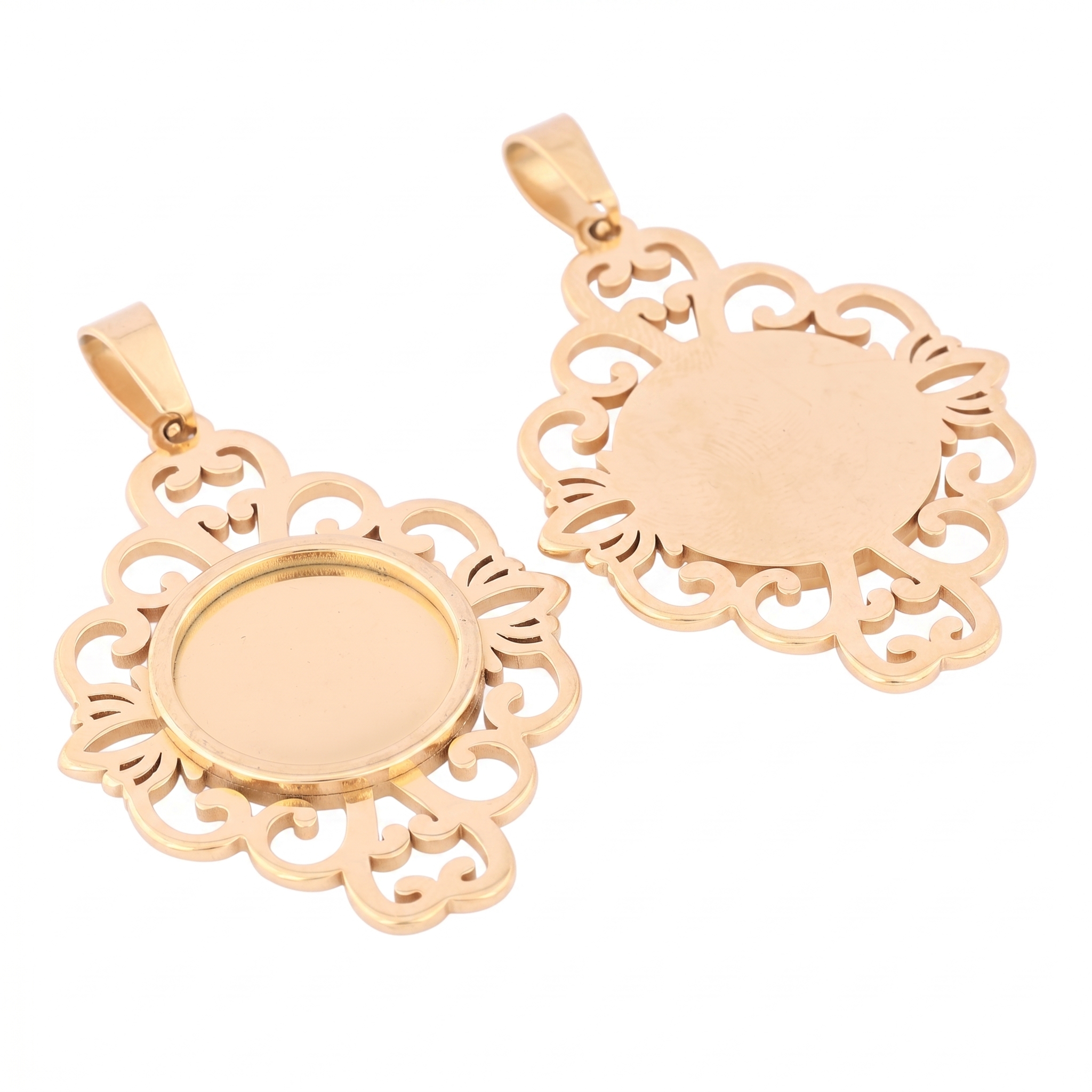5pcs Stainless Steel Filigree  - đánh giá và giá Bezels Set Pendant