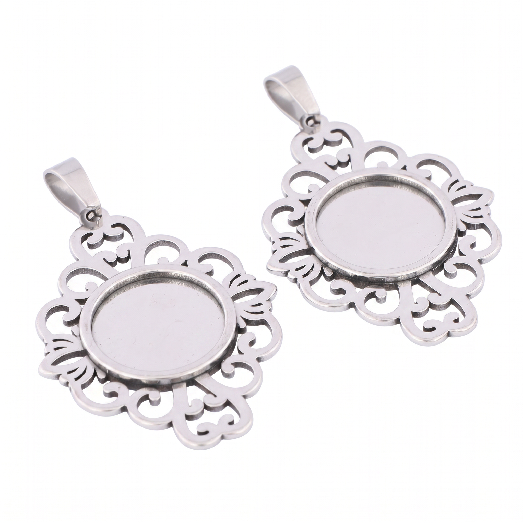 5pcs Stainless Steel Filigree  - đánh giá và giá Bezels Set Pendant