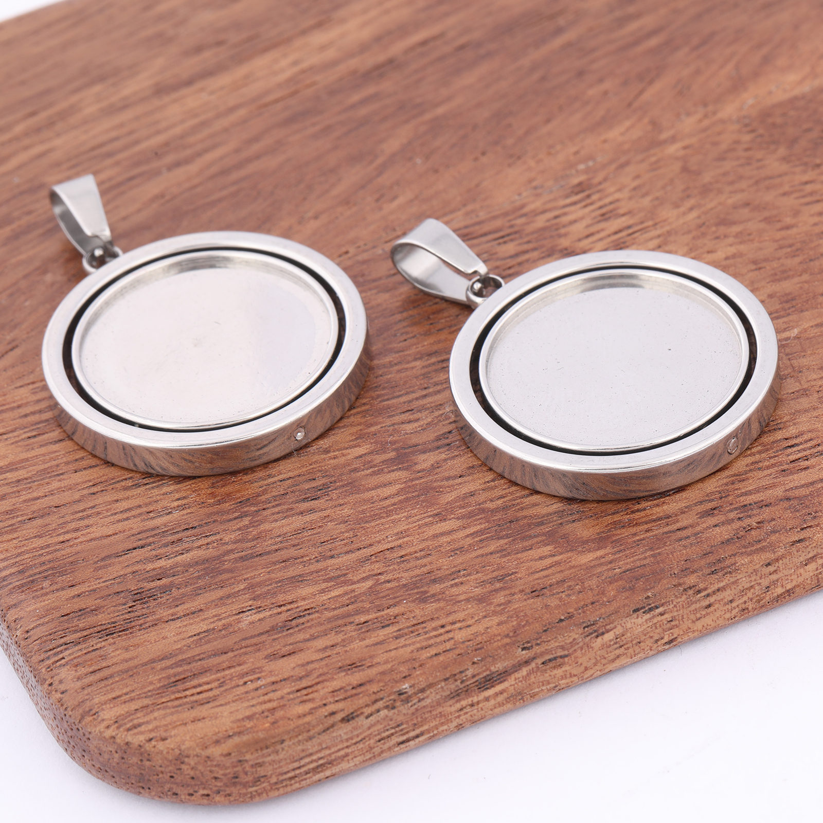 3pcs Stainless Steel  Rotatabl - đánh giá và giá Bezels Set Pendant