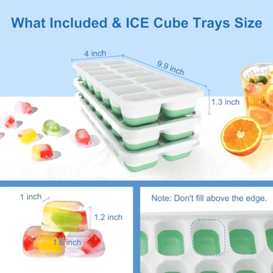 Ice Cube Tray with Lid, 3 Pack - đánh giá và giá Silicone Mold Tray
