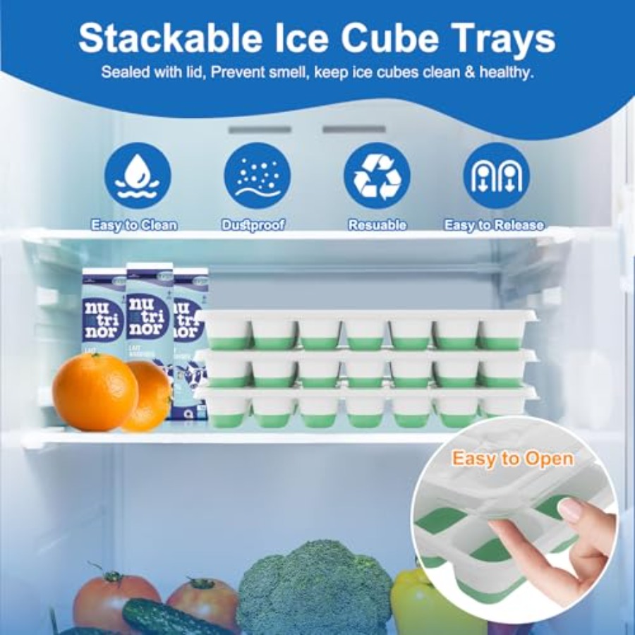 Ice Cube Tray with Lid, 3 Pack - đánh giá và giá Silicone Mold Tray