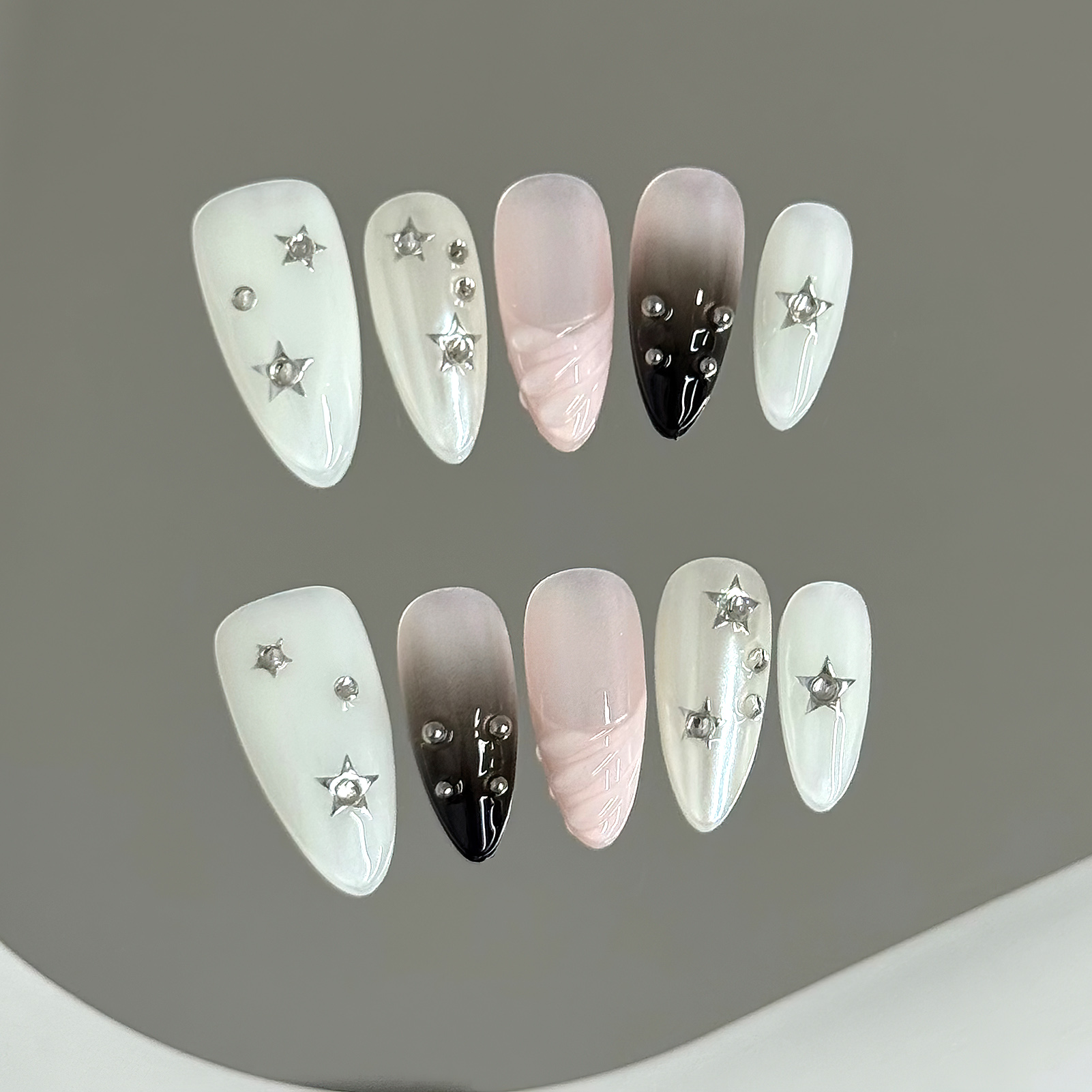 10pcs Almond Fake Nails Star G - đánh giá và giá Resin Craft Material