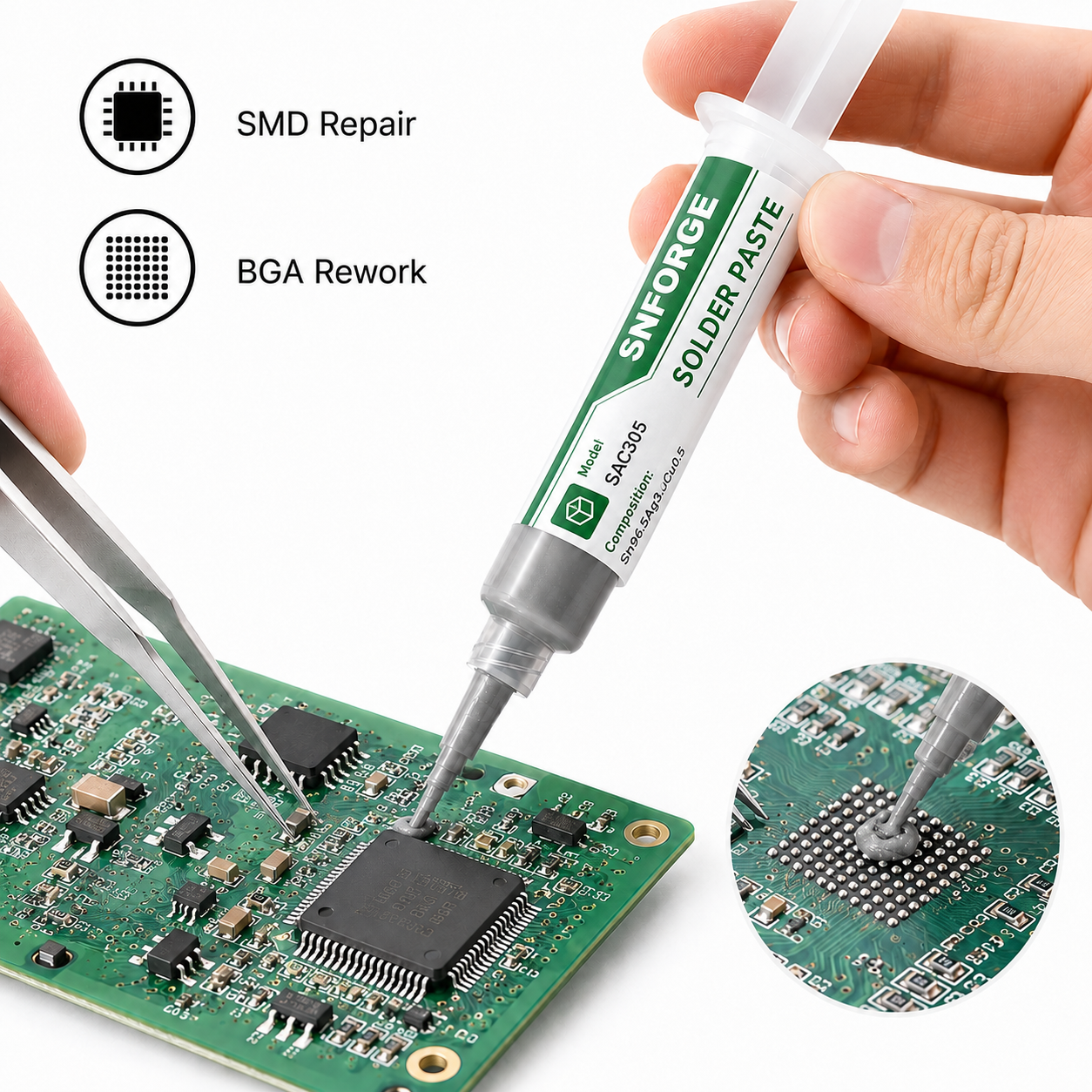 SAC305 Solder Paste Welding Ti - đánh giá và giá Heat Gun Small