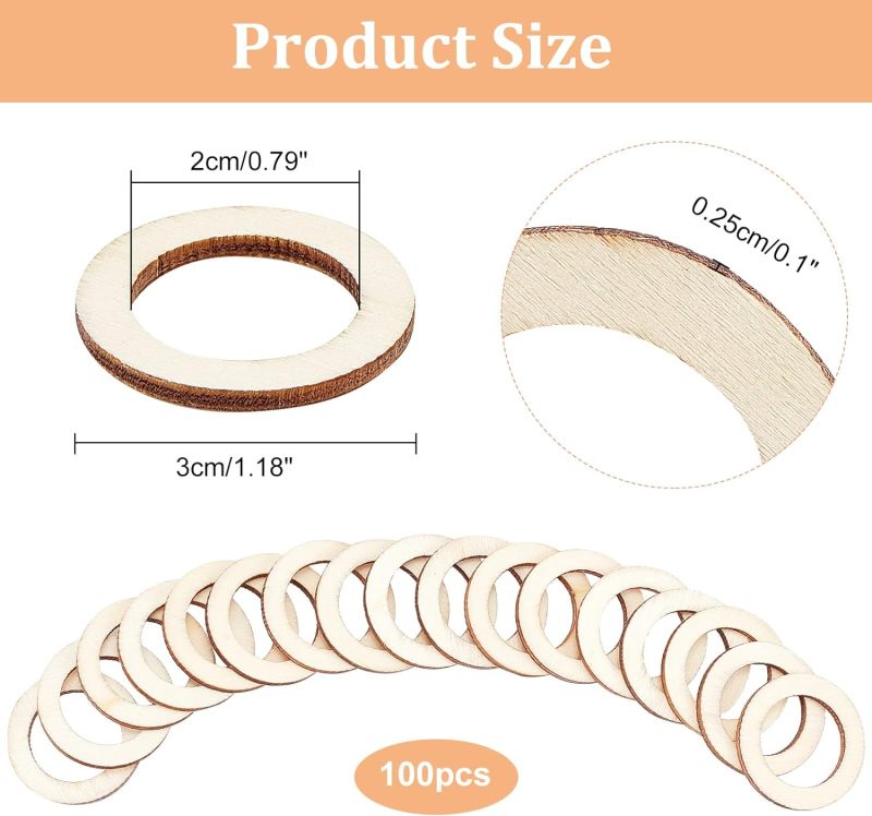 100 Pcs 30mm Natural Wood Ring - đánh giá và giá Wood Ring Blank