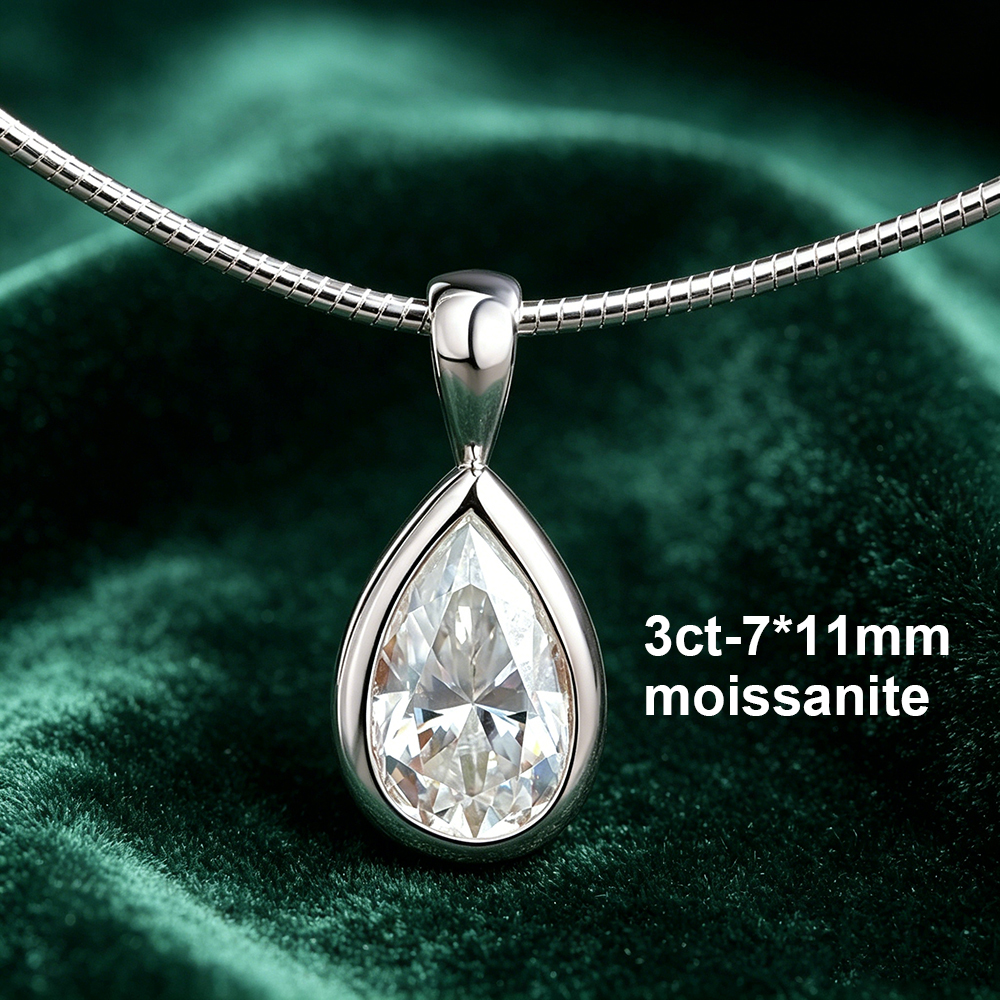 BXINY 3CT Bezel Set Pear Cut M - đánh giá và giá Bezels Set Pendant