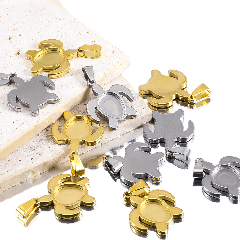 1pc 5pcs Stainless Steel Gold  - đánh giá và giá Bezels Set Pendant